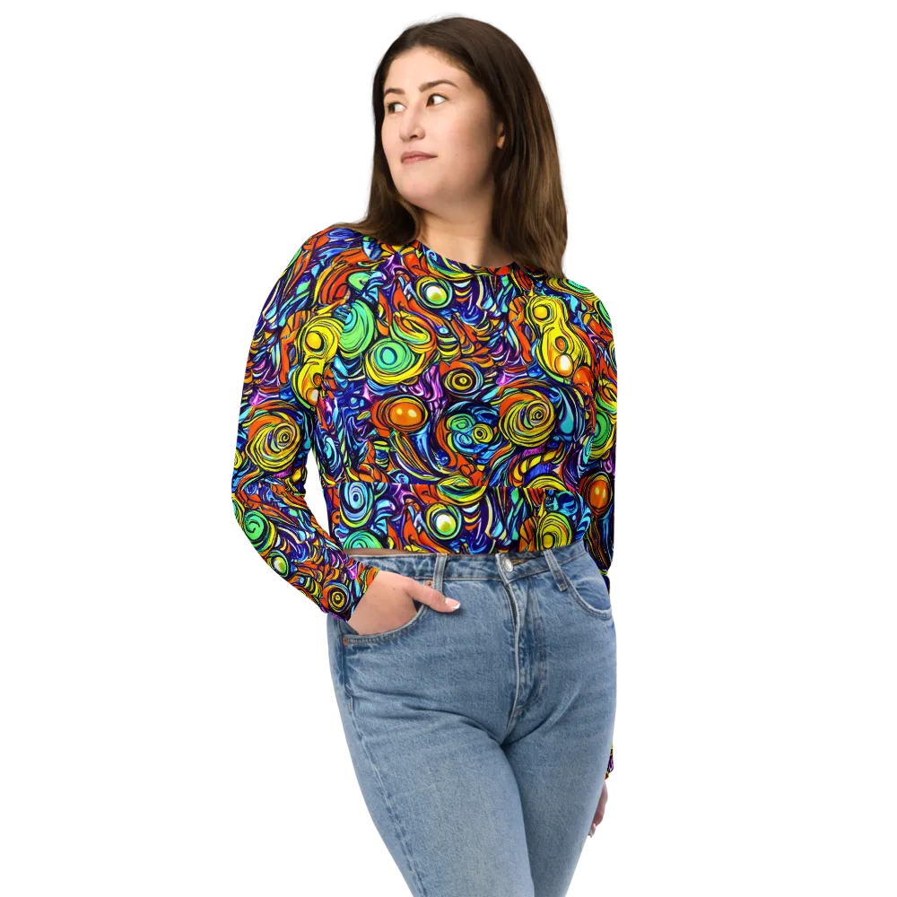 Orbiting Brilliance on Long Sleeve Crop Top — Front