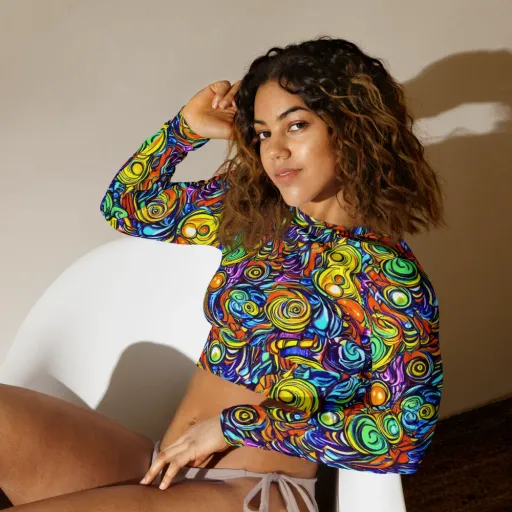 Orbiting Brilliance on a Long Sleeve Crop Top