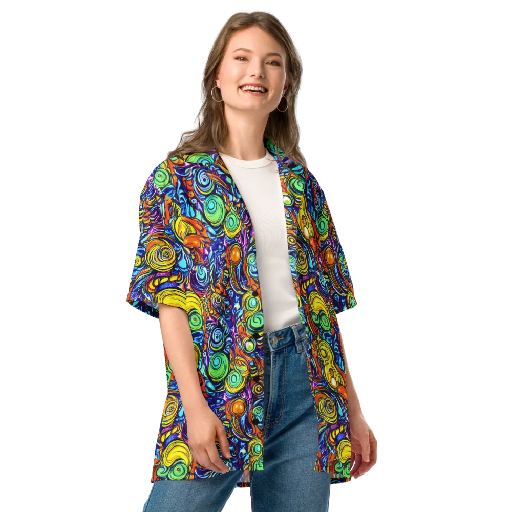 Orbiting Brilliance on Button Shirt — Front