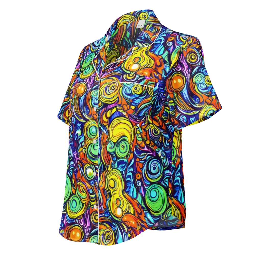 Orbiting Brilliance on Women's Short Sleeve Pajama Top — Left Front