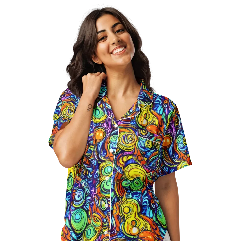 Orbiting Brilliance on Women's Short Sleeve Pajama Top — Front