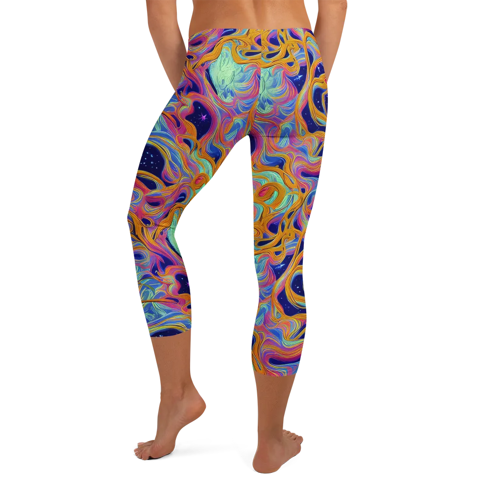Starlit Marbling on Capri Leggings — Back