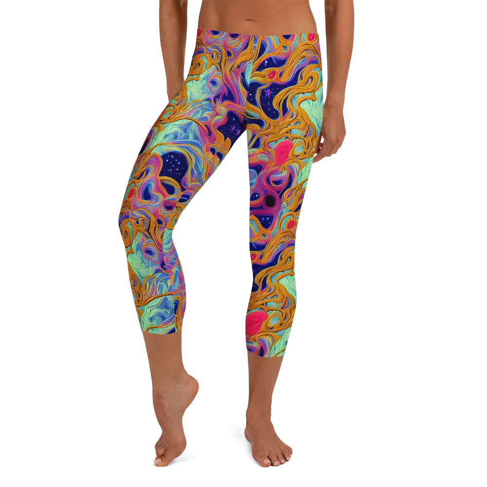 Starlit Marbling on Capri Leggings — Front