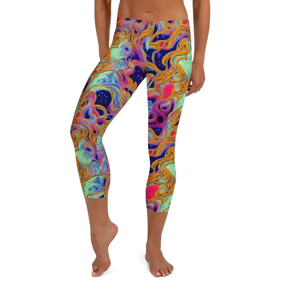 Starlit Marbling on Capri Leggings — Front