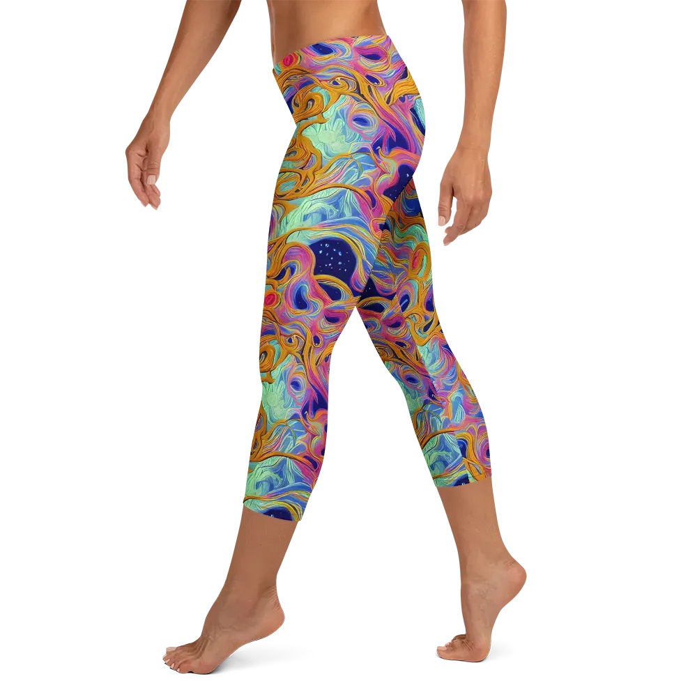 Starlit Marbling on Capri Leggings — Left