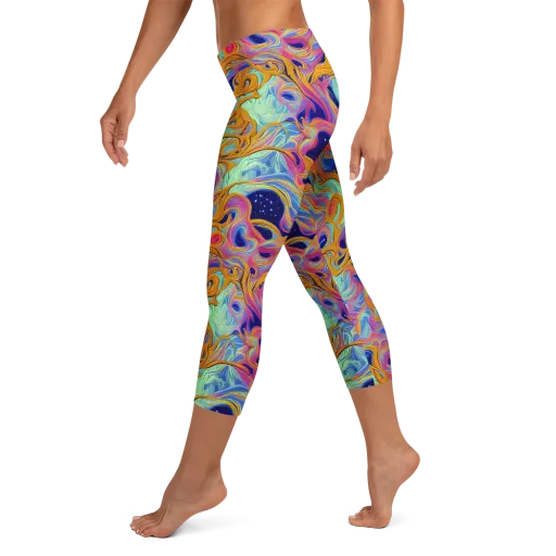 Starlit Marbling on a Capri Leggings