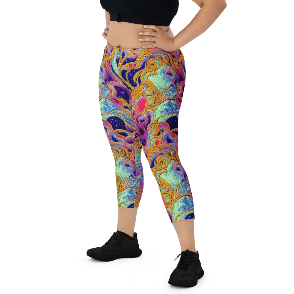Starlit Marbling on Capri Leggings — Front