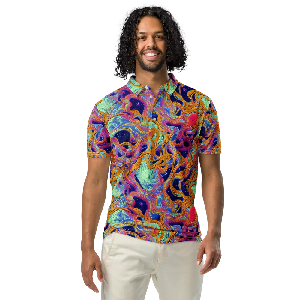 Starlit Marbling on Men's Slim Fit Polo Shirt — Front