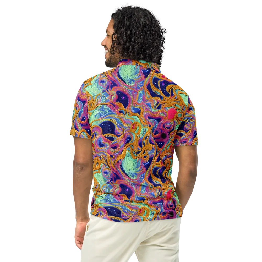 Starlit Marbling on Men's Slim Fit Polo Shirt — Back