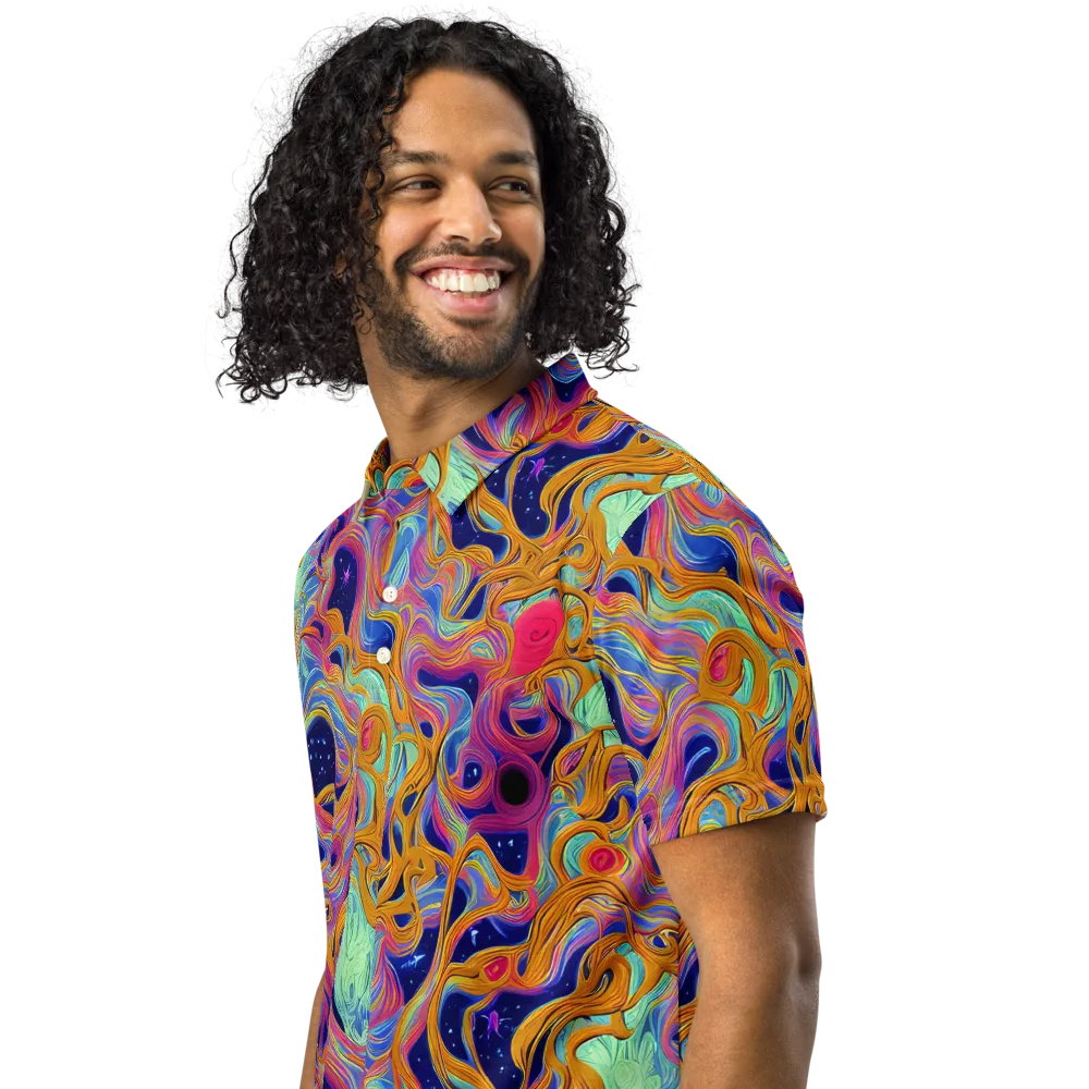 Starlit Marbling on Men's Slim Fit Polo Shirt — Left Front