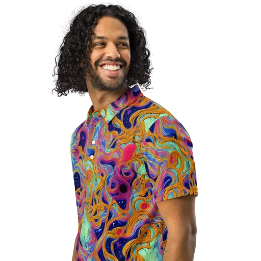 Starlit Marbling on a Men's Slim Fit Polo Shirt