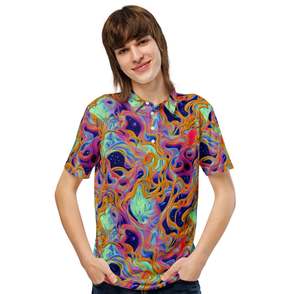 Starlit Marbling on Men's Slim Fit Polo Shirt — Front