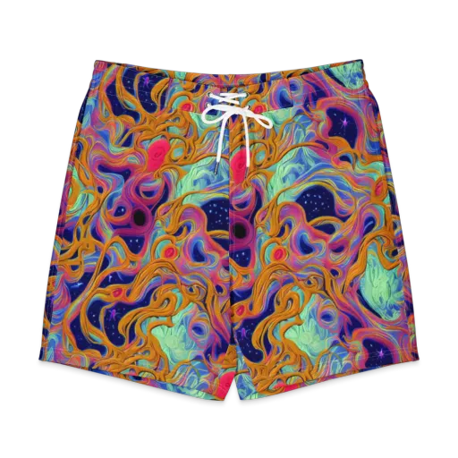 Starlit Marbling on a Men's Board Shorts