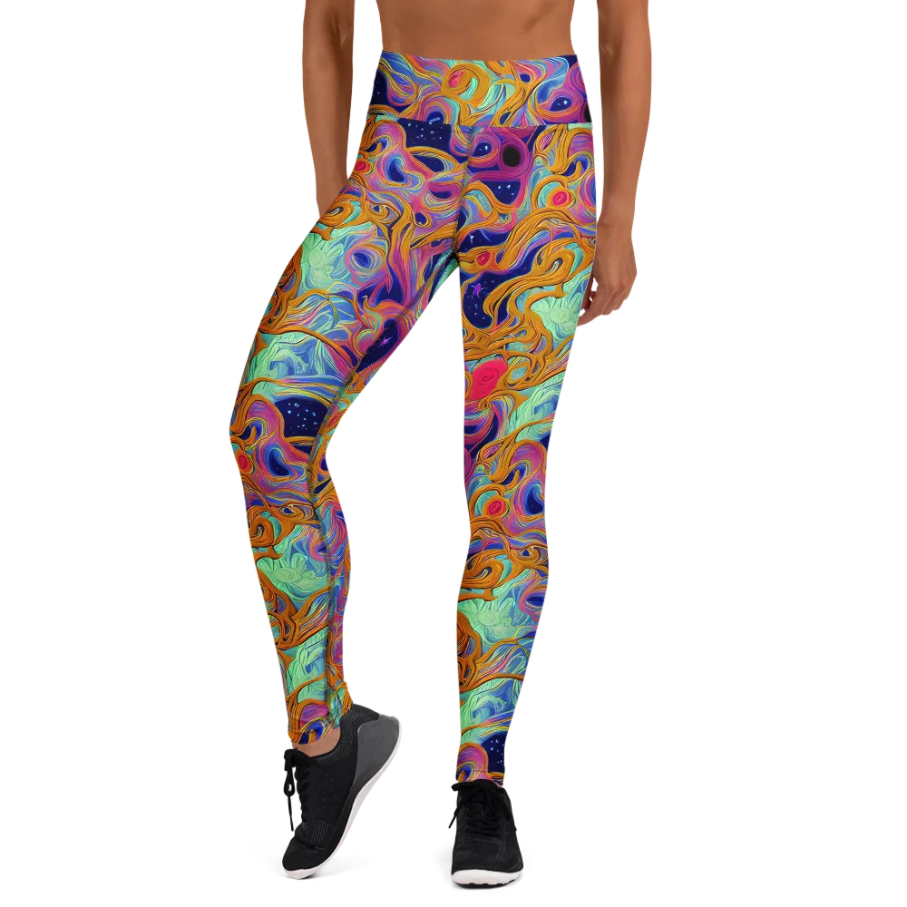 Starlit Marbling on Yoga Leggings — Front