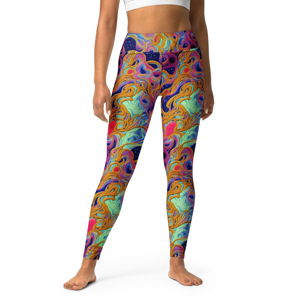 Starlit Marbling on Yoga Leggings — Front