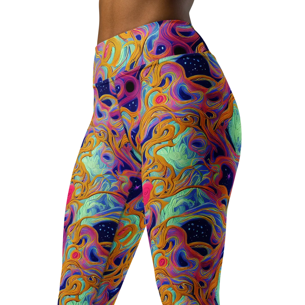 Starlit Marbling on Yoga Leggings — Left Front