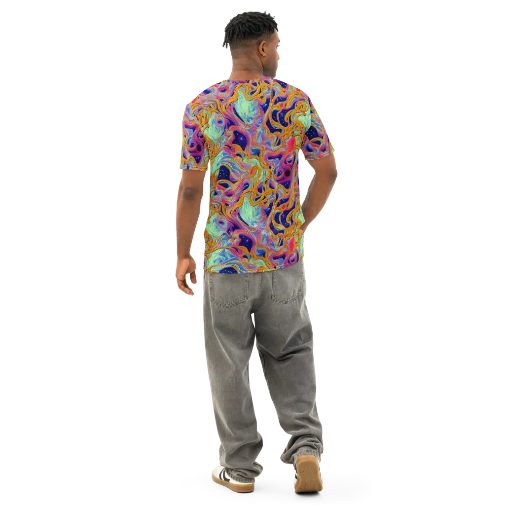 Starlit Marbling on Men's Cotton Crew Neck T-Shirt — Back