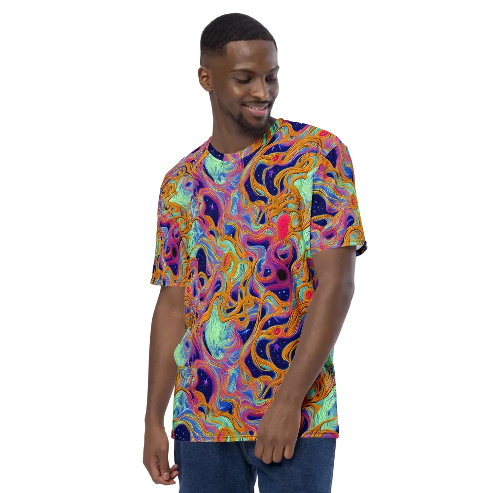 Starlit Marbling on Men's Crew Neck T-Shirt — Left