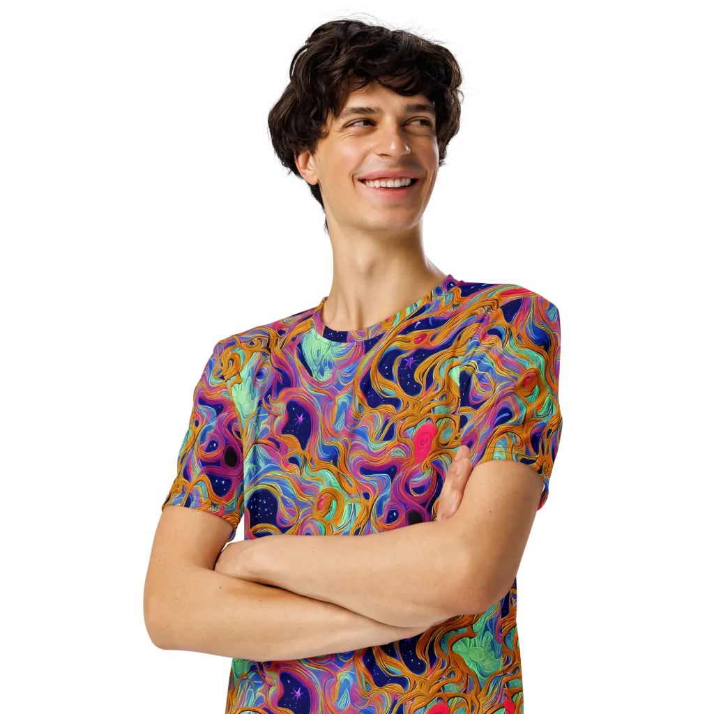 Starlit Marbling on Men's Crew Neck T-Shirt — Left Front