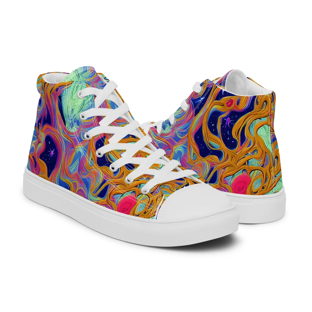 Starlit Marbling on Men's High Top Canvas Shoes — Right