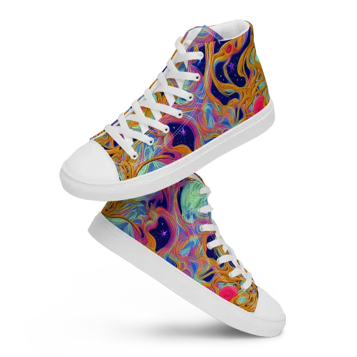 Starlit Marbling on a Men's High Top Canvas Shoes