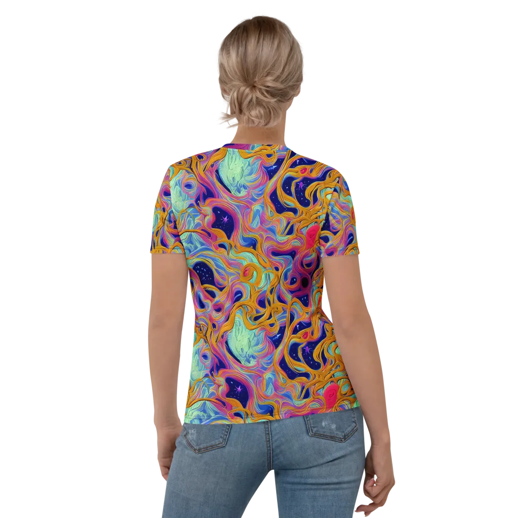 Starlit Marbling on Women's Crew Neck T-Shirt — Back