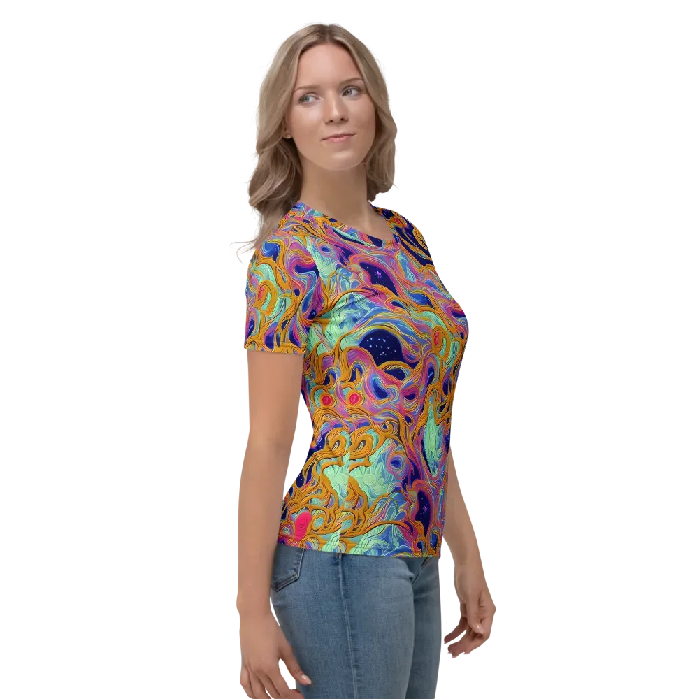 Starlit Marbling on Women's Crew Neck T-Shirt — Right