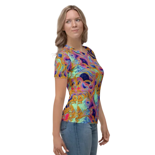 Starlit Marbling on a Women's Crew Neck T-Shirt
