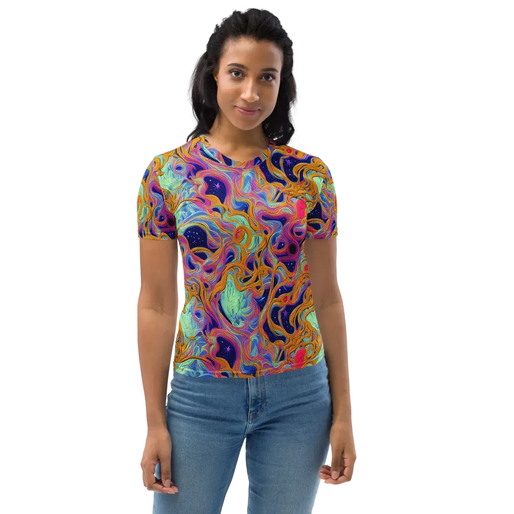 Starlit Marbling on Women's Crew Neck T-Shirt — Front
