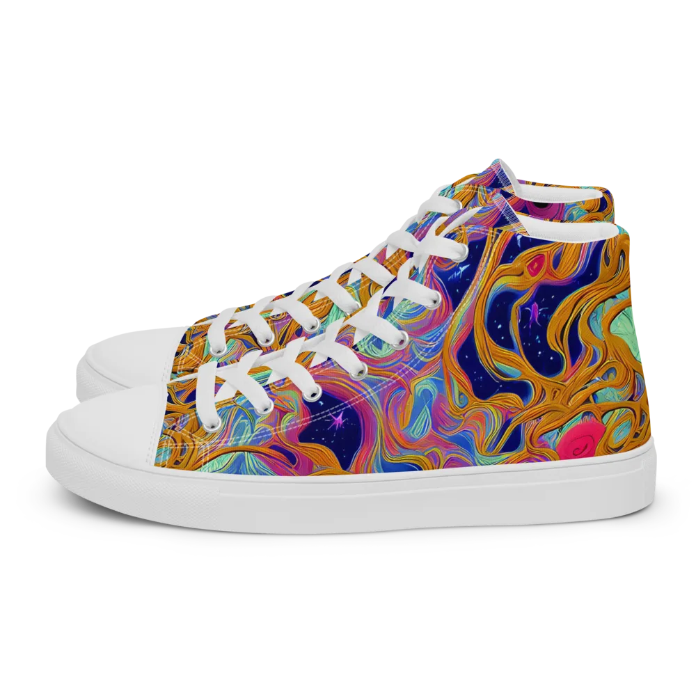 Starlit Marbling on Women's High Top Canvas Shoes — Left