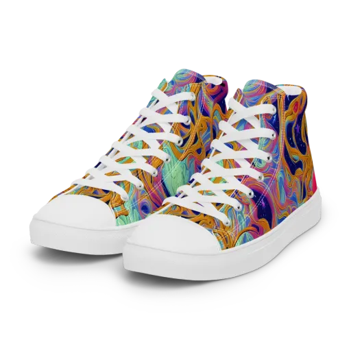 Starlit Marbling on a Women's High Top Canvas Shoes