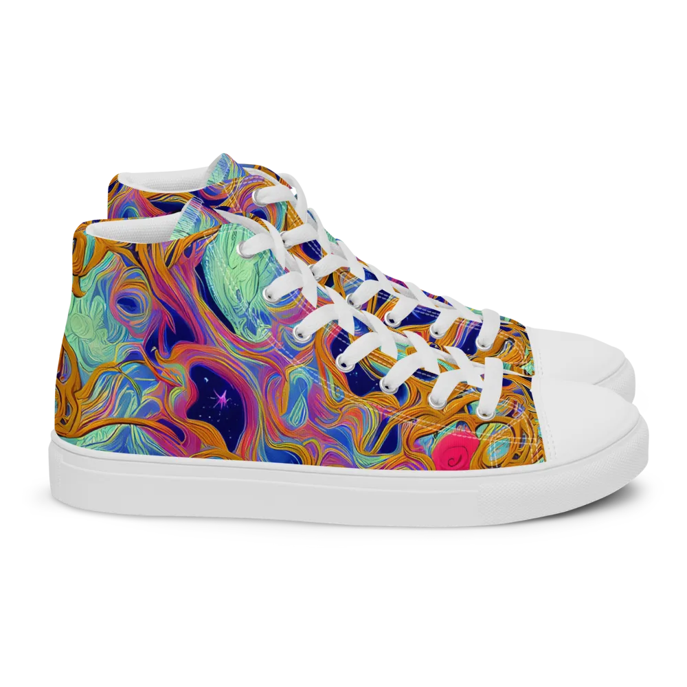 Starlit Marbling on Women's High Top Canvas Shoes — Right