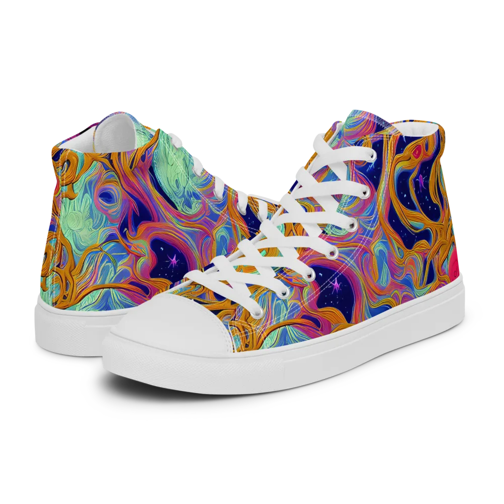 Starlit Marbling on Women's High Top Canvas Shoes — Left
