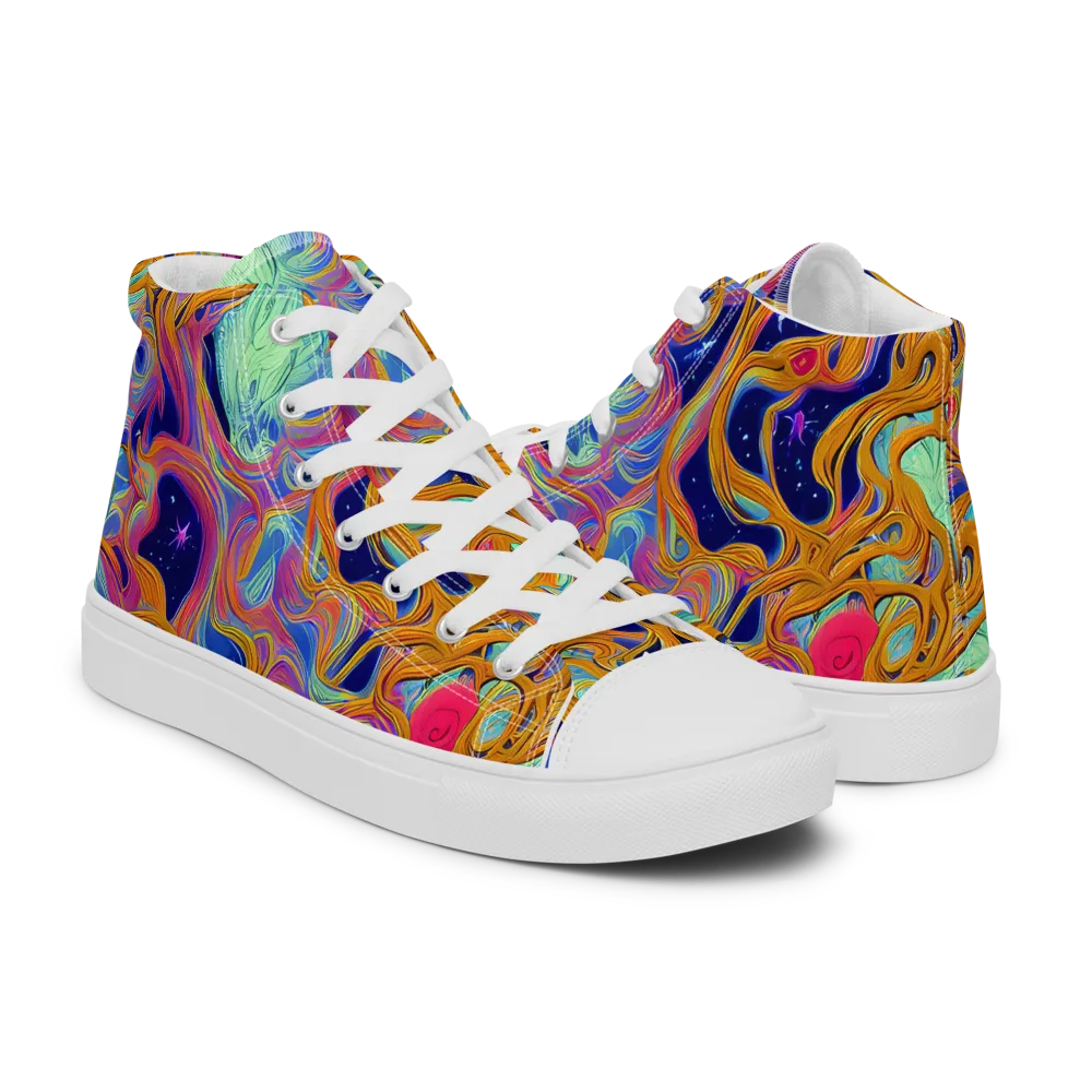 Starlit Marbling on Women's High Top Canvas Shoes — Right