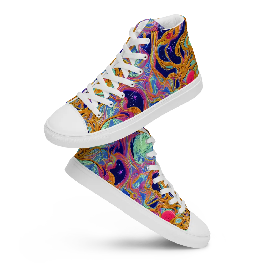 Starlit Marbling on Women's High Top Canvas Shoes — Front