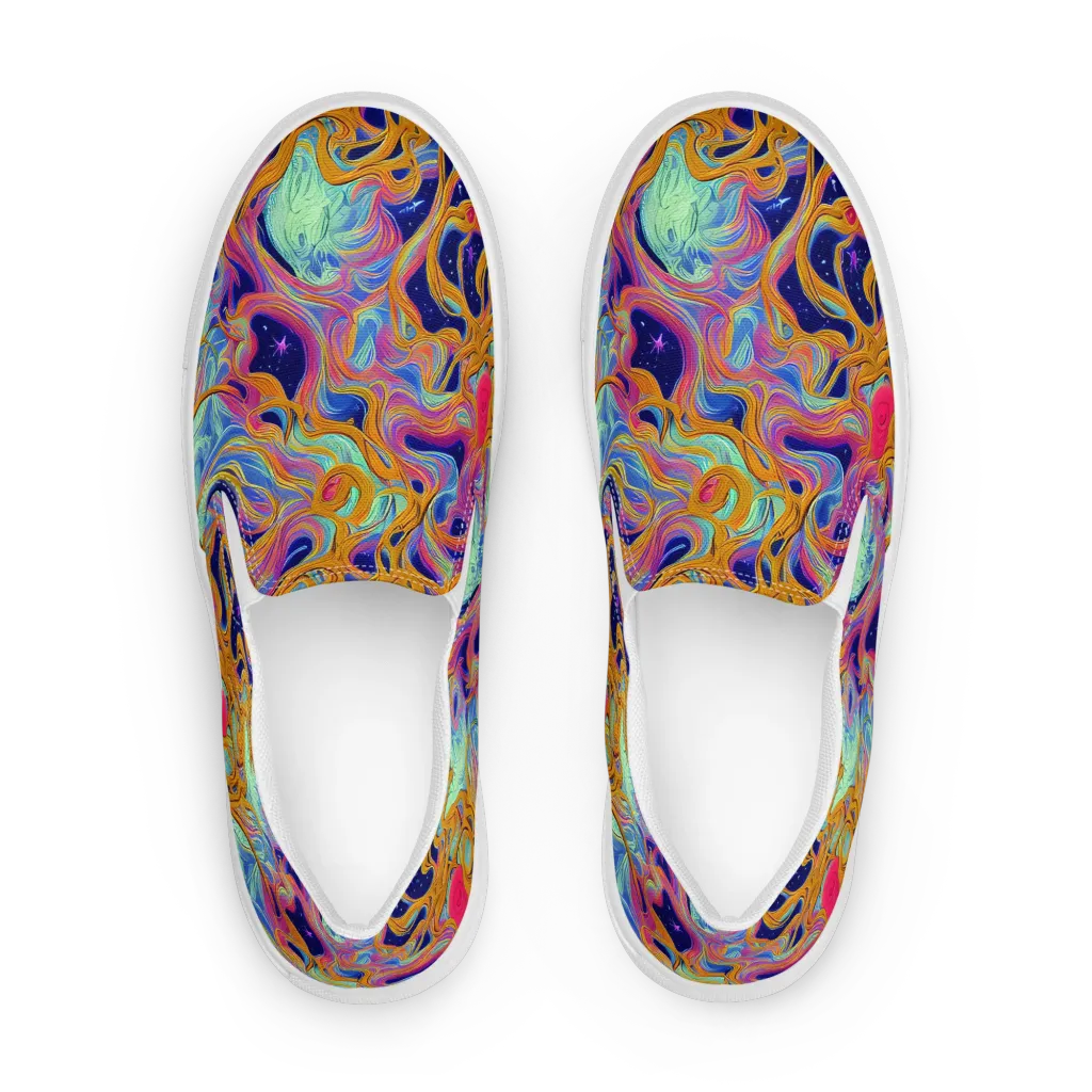 Starlit Marbling on Men's Slip-On Canvas Shoes — Front