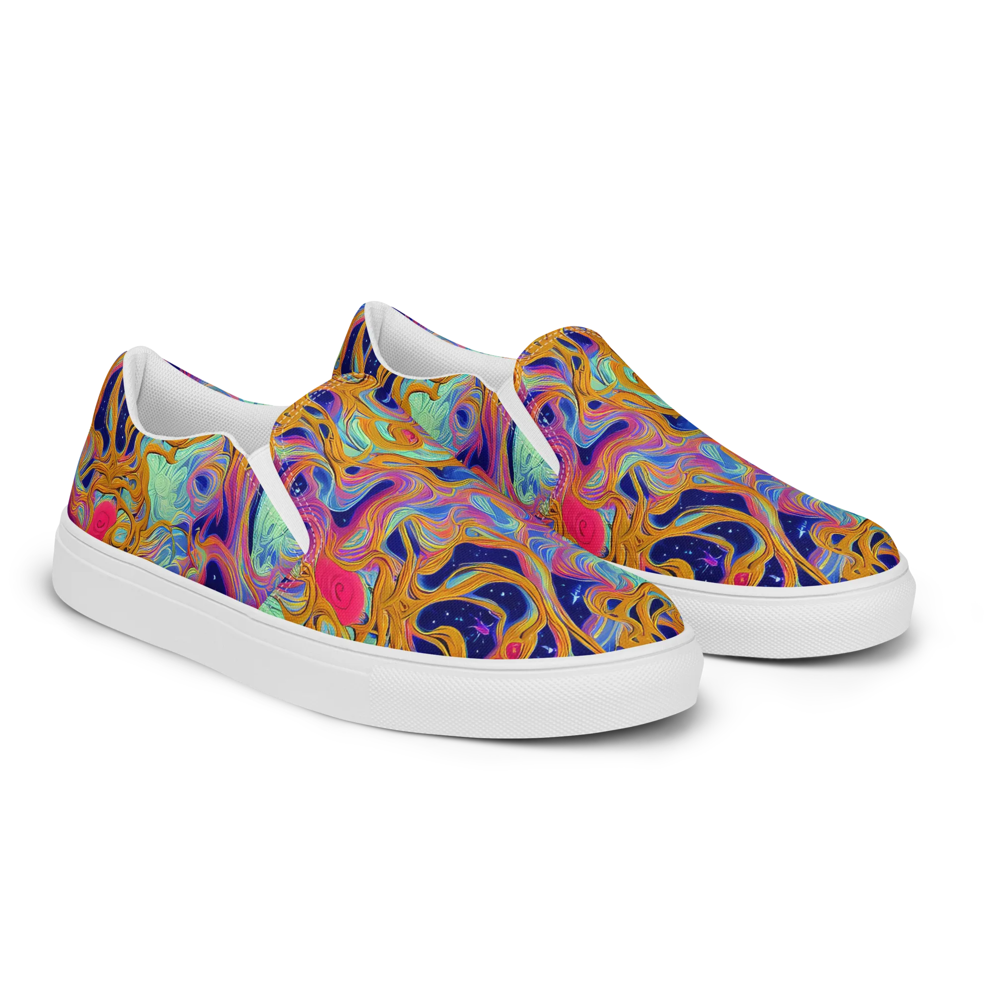 Starlit Marbling on Men's Slip-On Canvas Shoes — Right Front