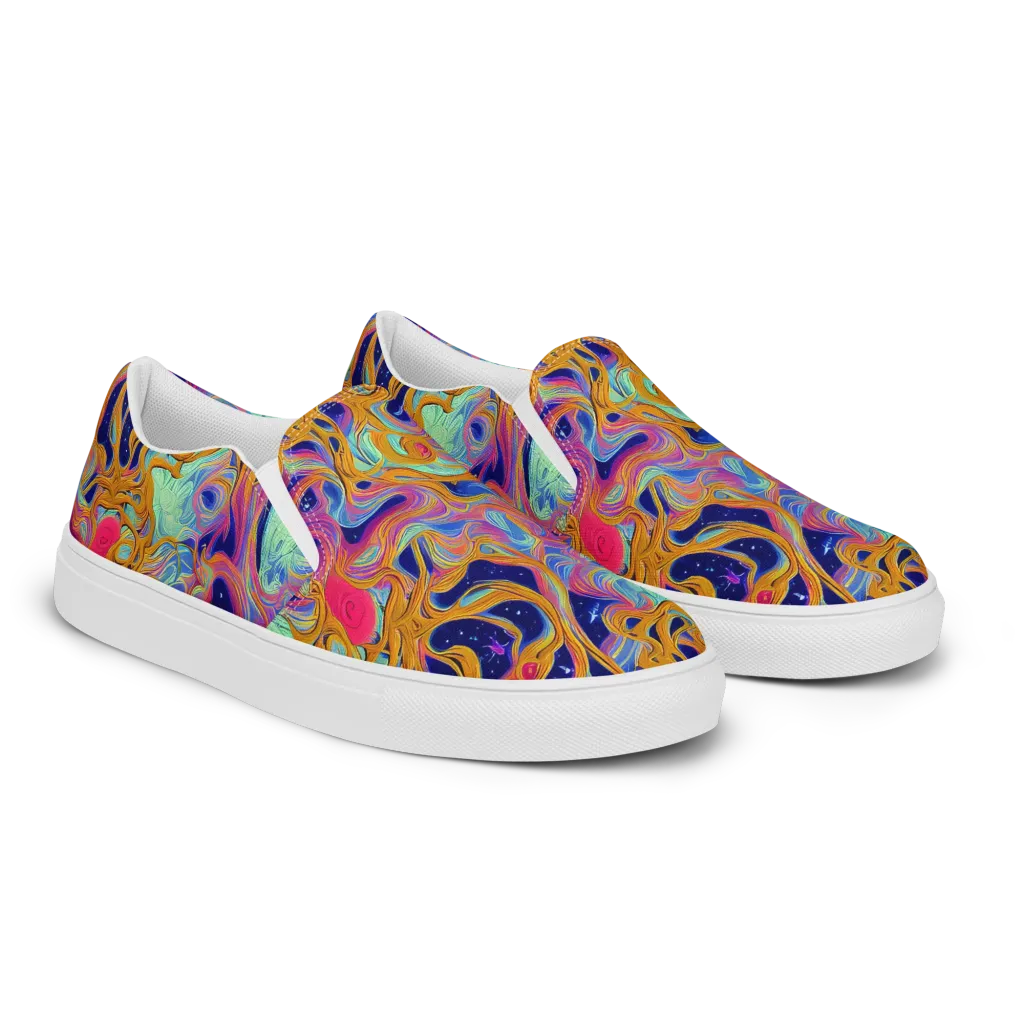 Starlit Marbling on Men's Slip-On Canvas Shoes — Right Front