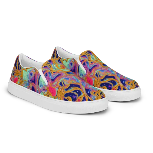 Starlit Marbling on a Men's Slip-On Canvas Shoes