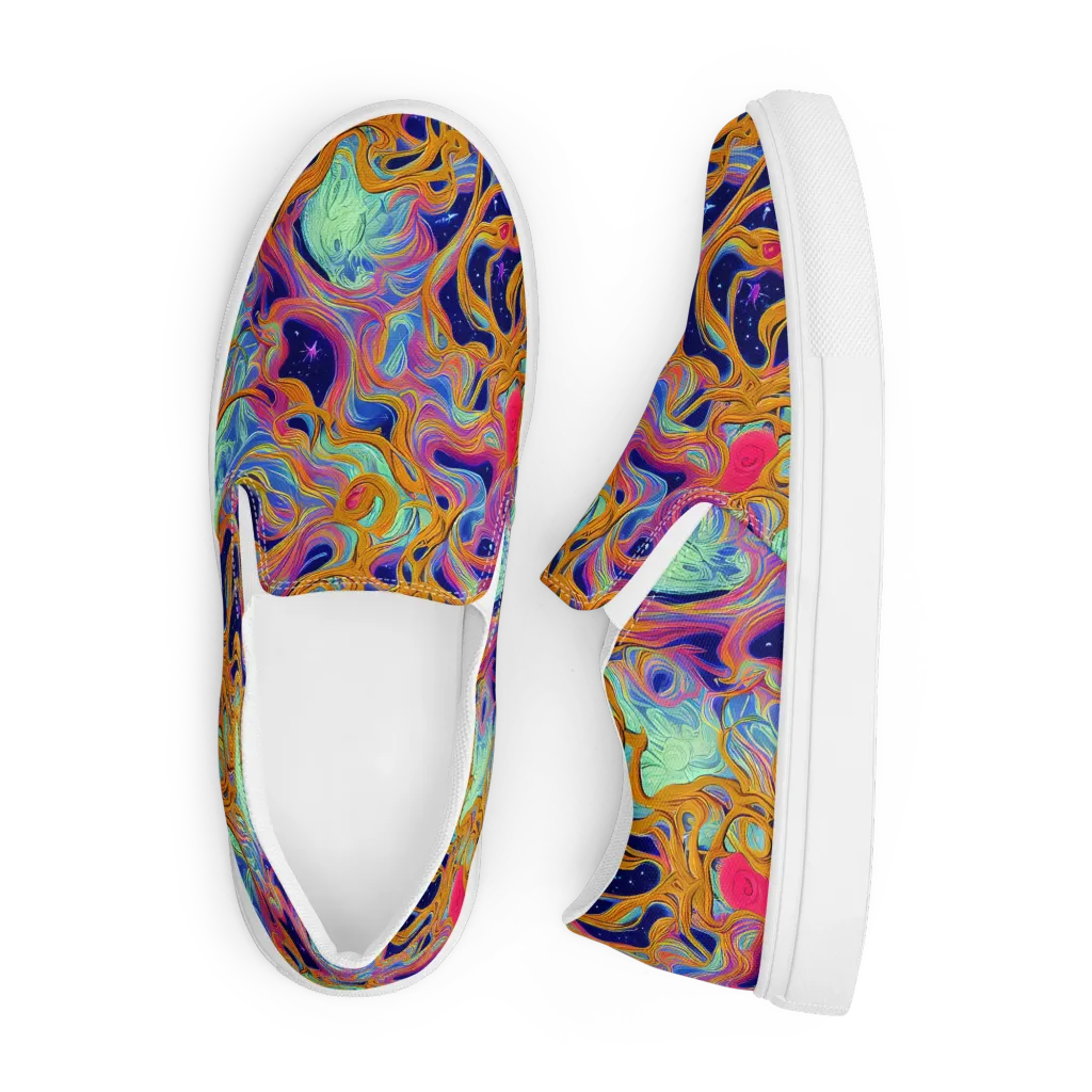 Starlit Marbling on Men's Slip-On Canvas Shoes — Front