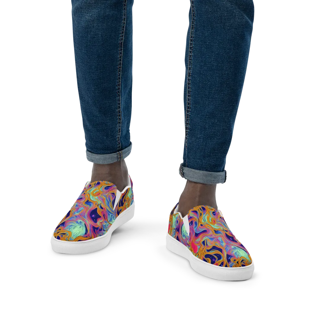 Starlit Marbling on Men's Slip-On Canvas Shoes — Front