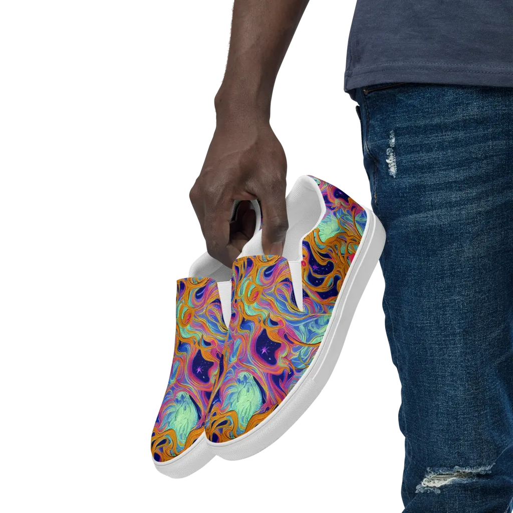 Starlit Marbling on Men's Slip-On Canvas Shoes — Left Front
