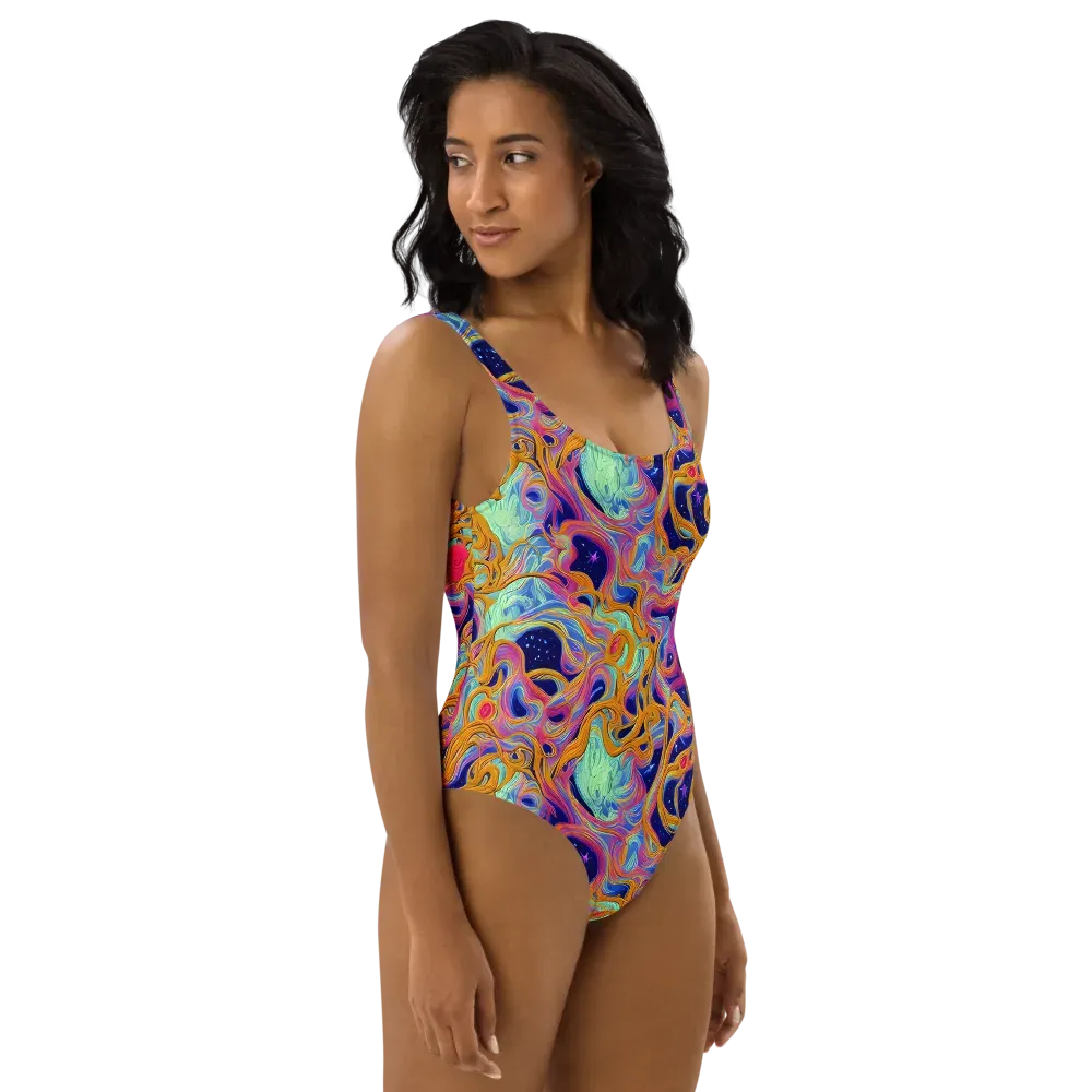 Starlit Marbling on One-Piece Swimsuit — Right