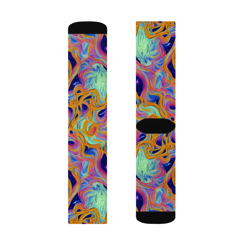 Starlit Marbling on Socks — Right Sock