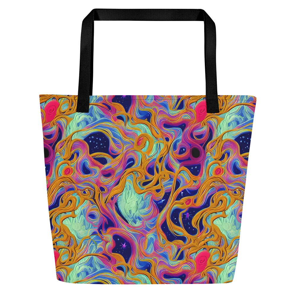 Starlit Marbling on Large Tote Bag W/ Pocket — Front