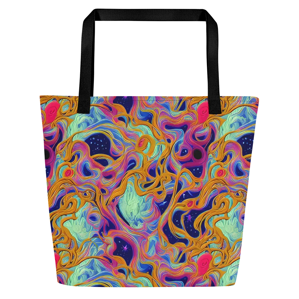Starlit Marbling on Large Tote Bag W/ Pocket — Front