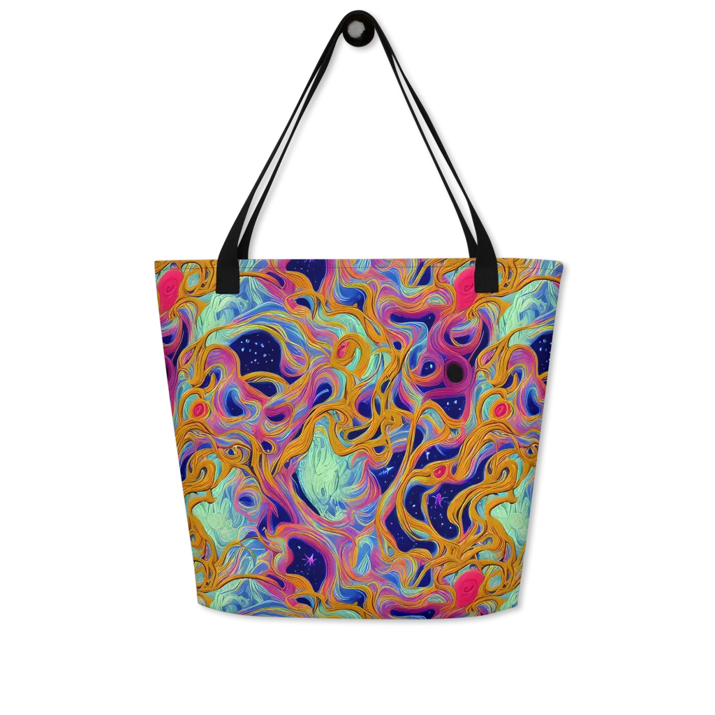 Starlit Marbling on Large Tote Bag W/ Pocket — Front