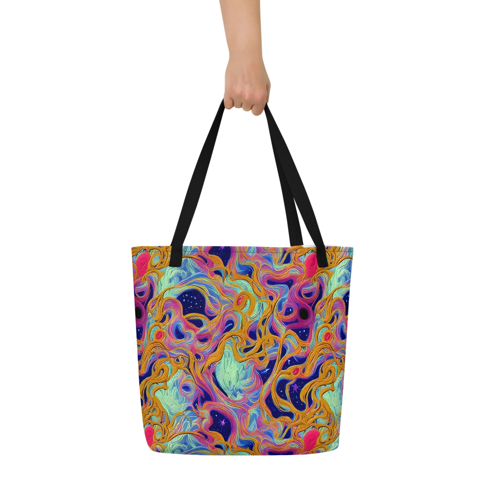 Starlit Marbling on Large Tote Bag W/ Pocket — Front