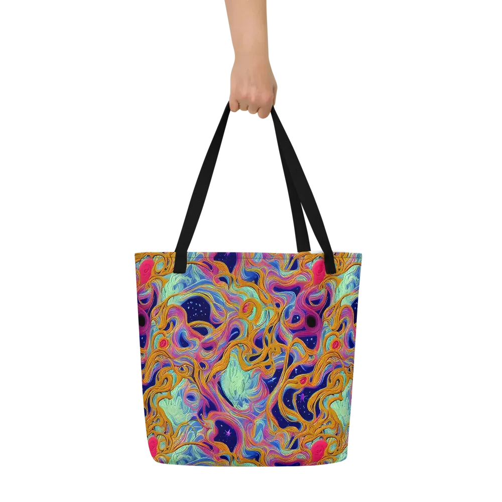 Starlit Marbling on Large Tote Bag W/ Pocket — Front