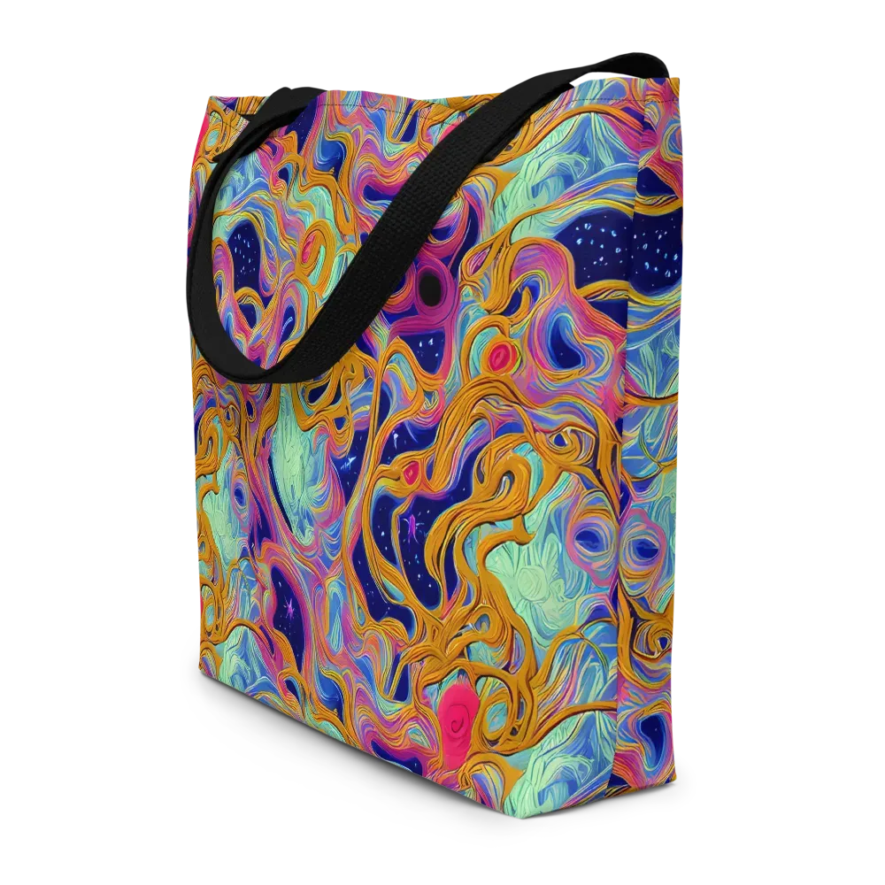 Starlit Marbling on Large Tote Bag W/ Pocket — Front